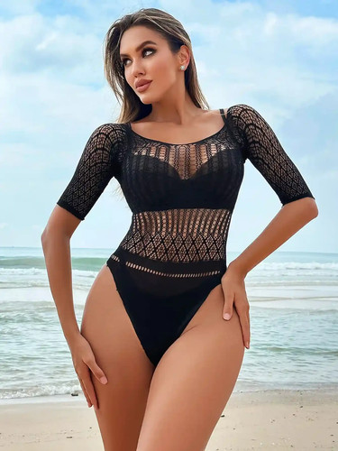 Body rete maniche - body, nero